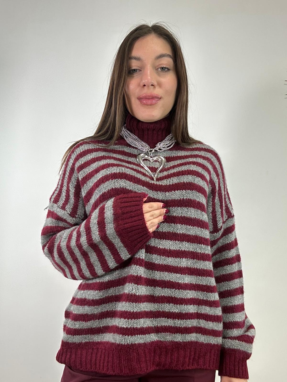 Maglione  - Bordeaux e Grigio