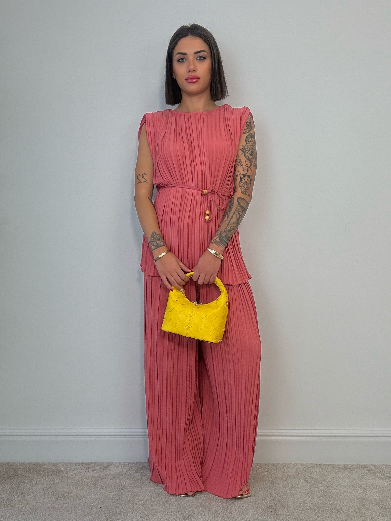 Coordinato Plissettato (Blusa + Pantalone) Salmone