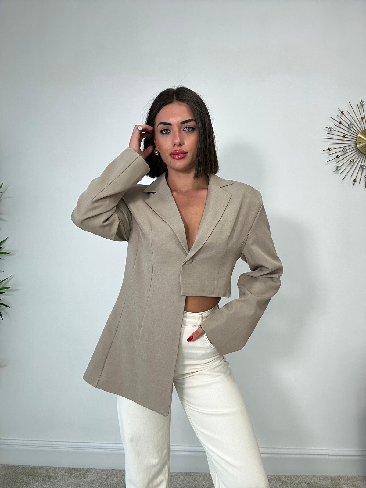 Blazer Crop Asimmetrico - Fango