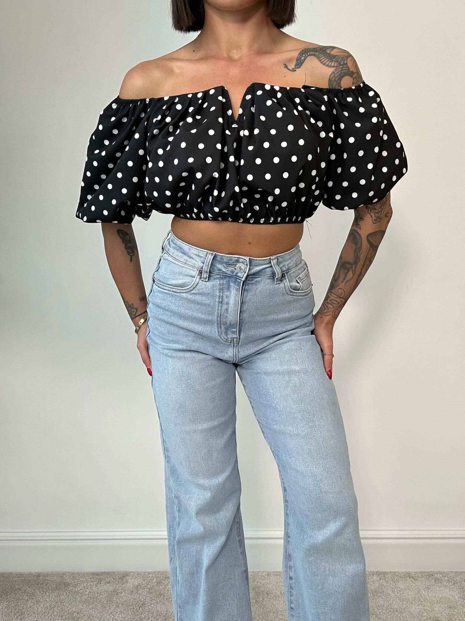 Crop Top - Gepunktet