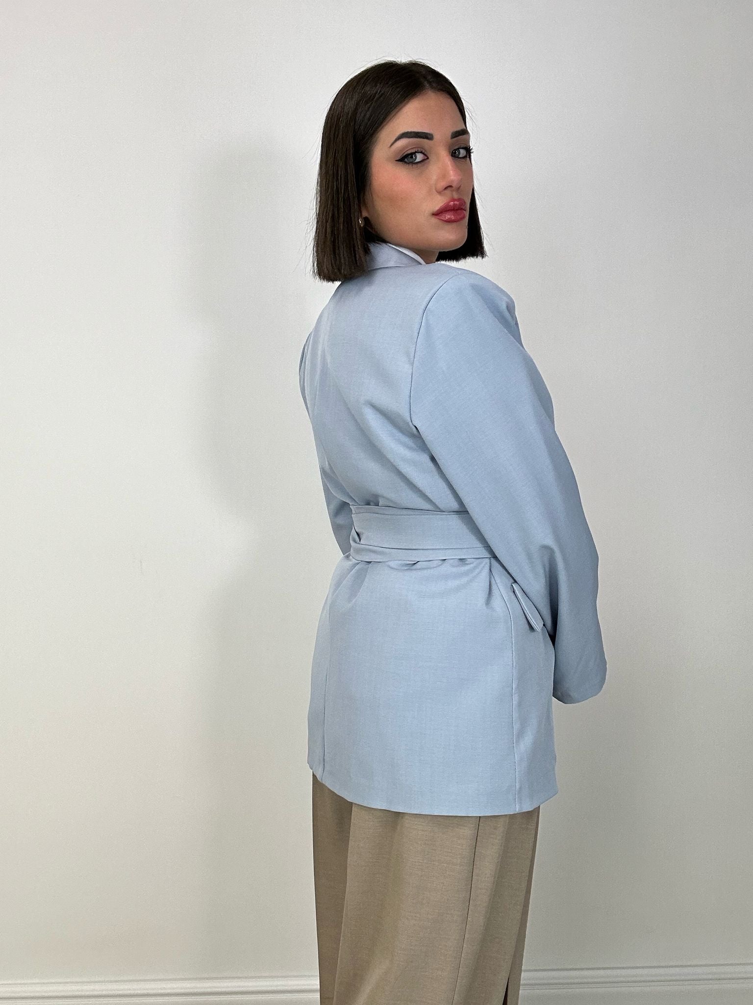 Blazer mit Gürtel - Himmelblau