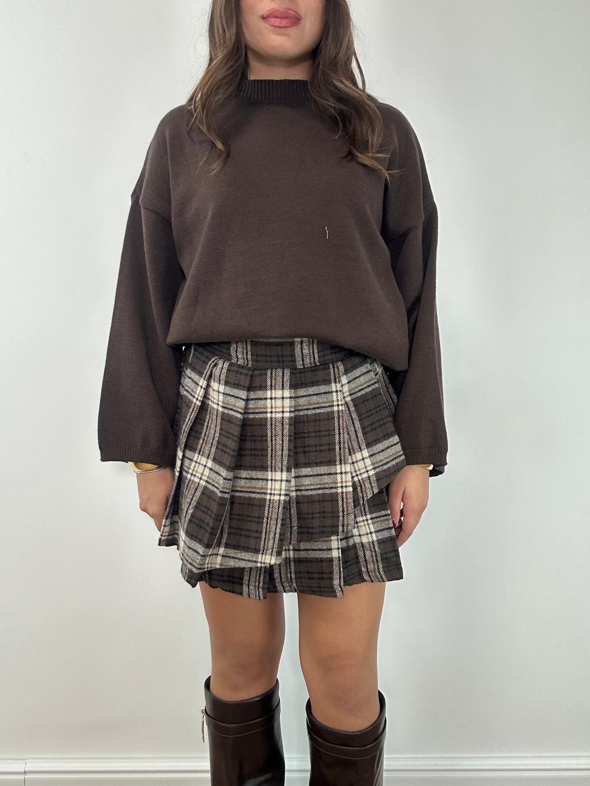 Gonna a quadri 25755 - Marrone e Beige