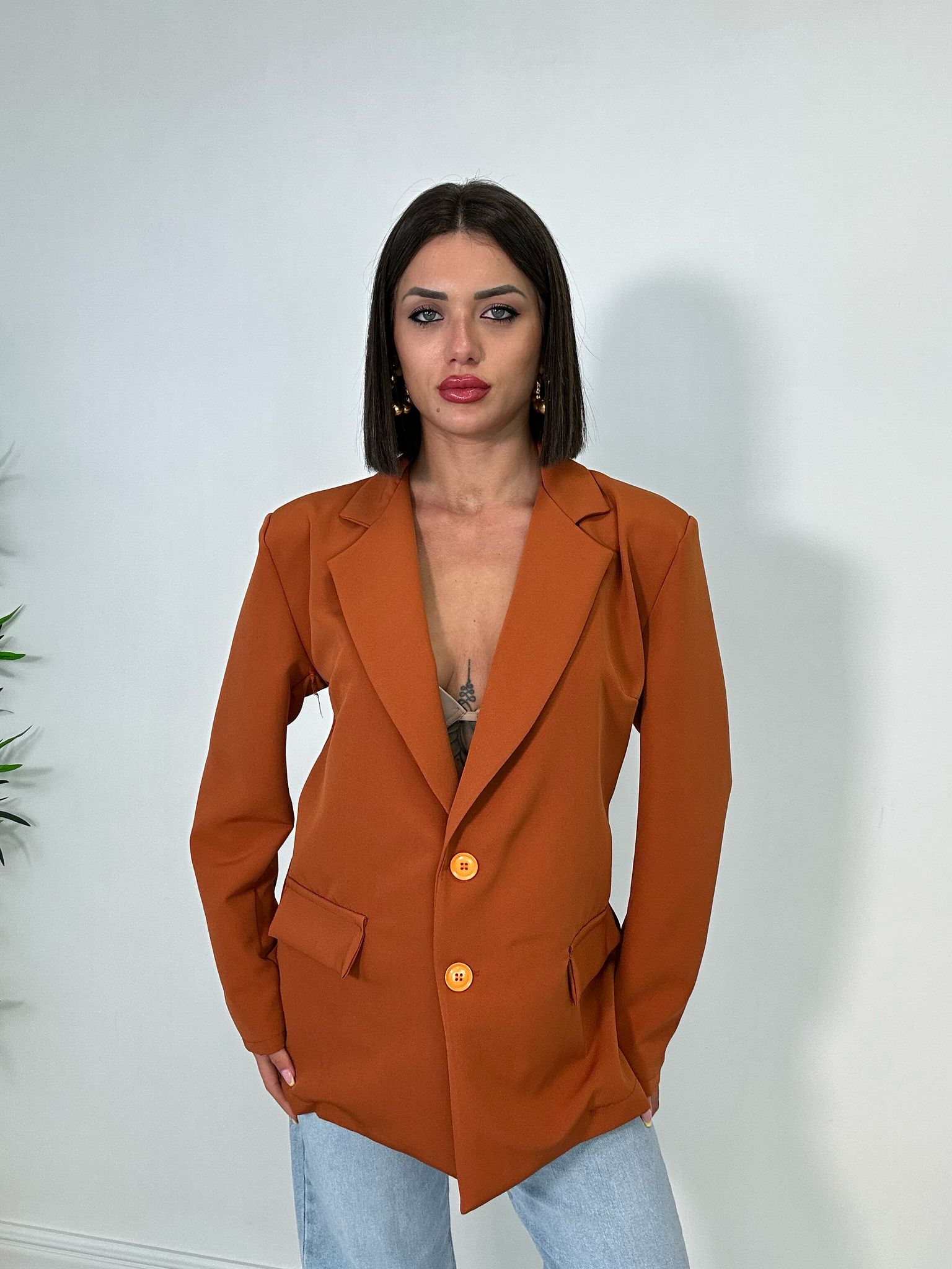 Blazer Scollo Retro - Arancione