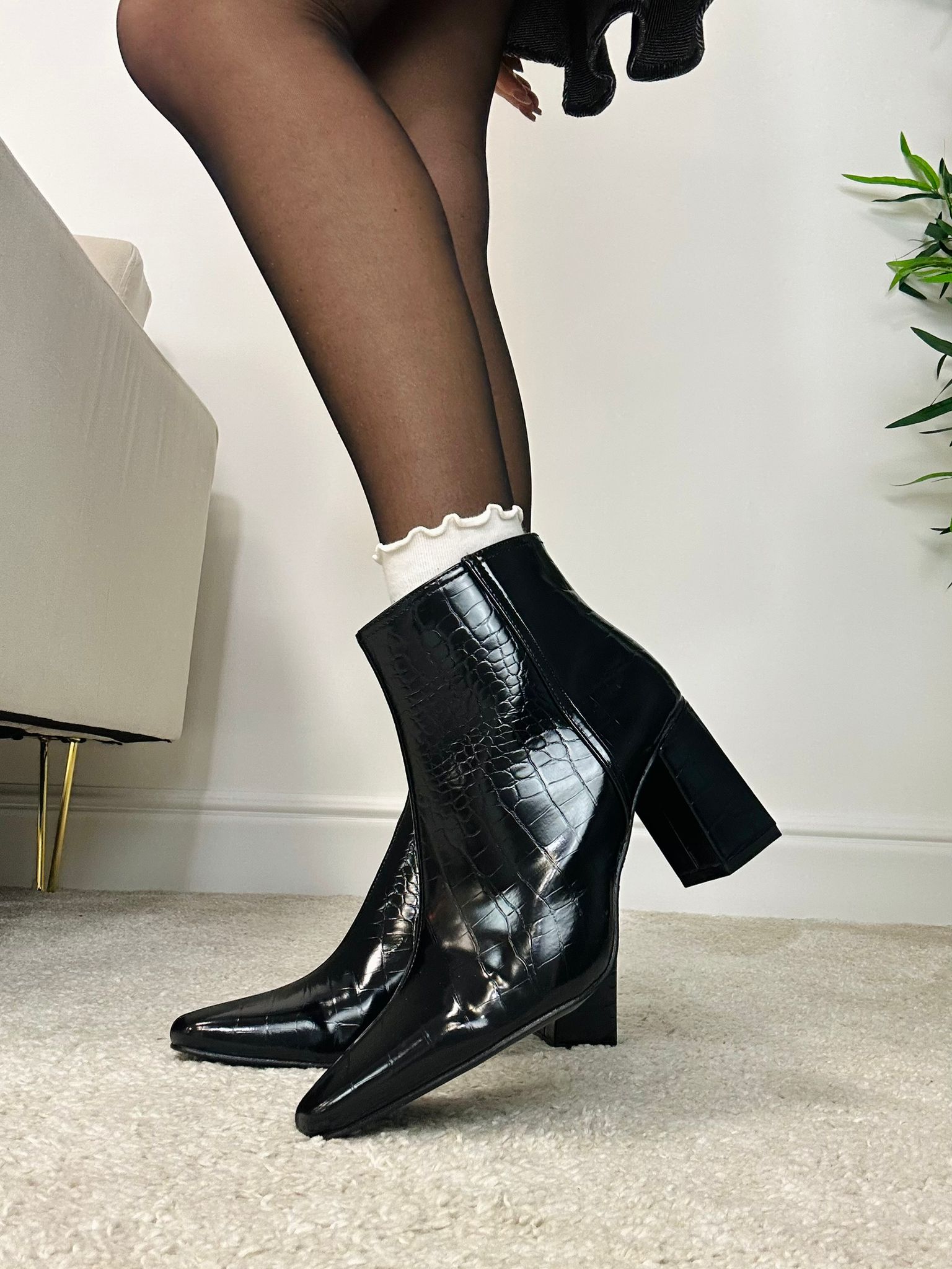 Bottines à imprimé noix de coco - Noir