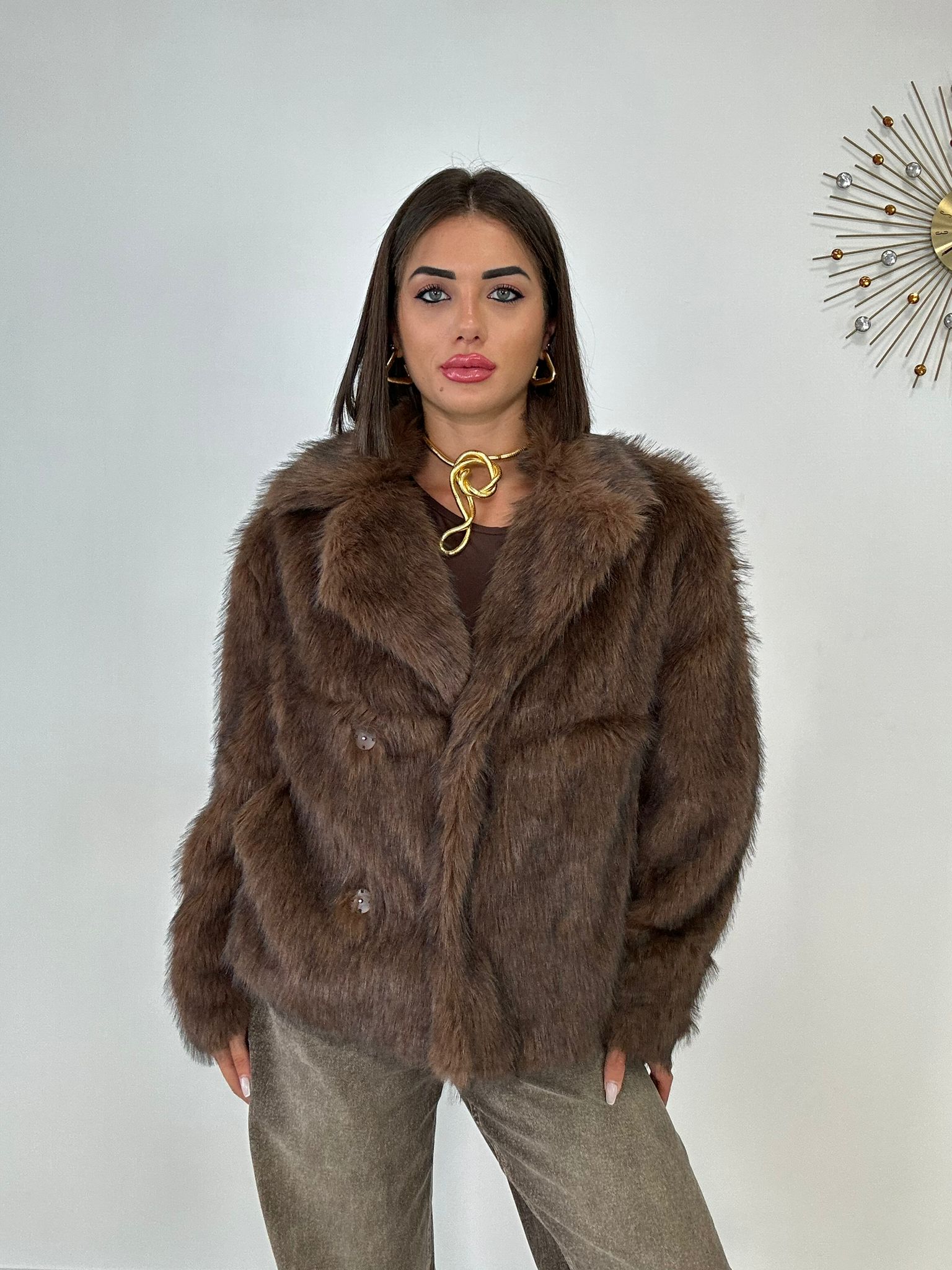 Cappotto in Ecopelliccia 5010 - Marrone