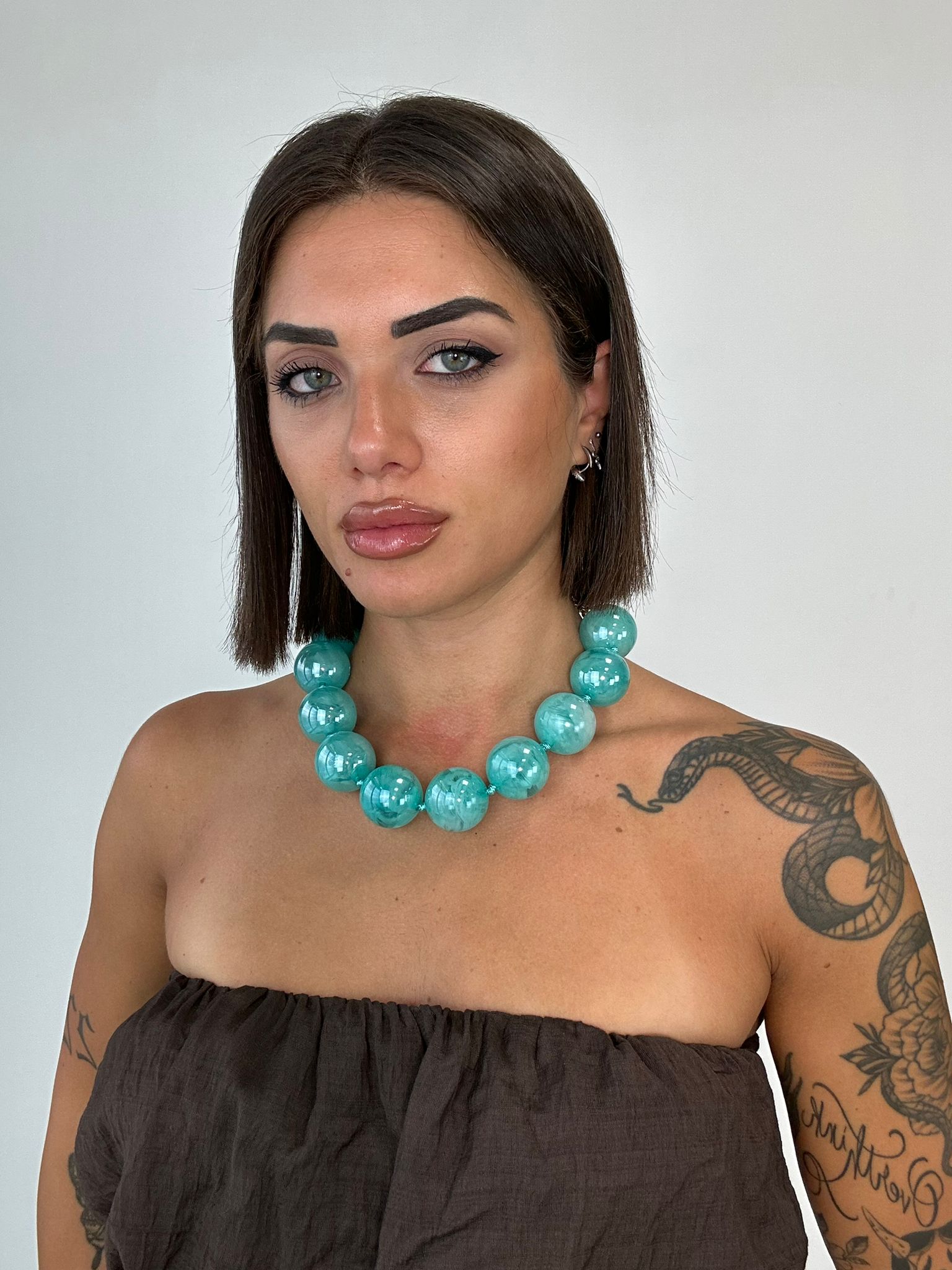 Collana con perle grandi - Verde Acqua
