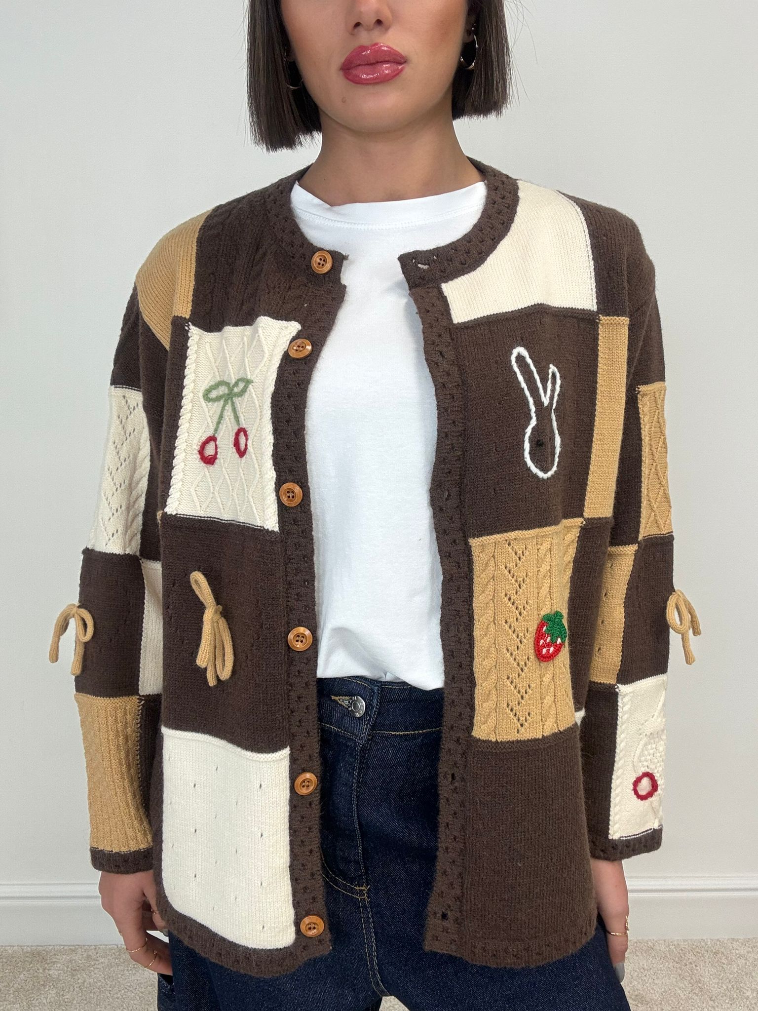Cardigan Lapin - Carreaux Marron