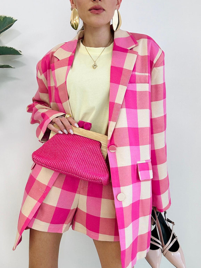 Coordinato Tokyo a quadri ( Blazer + Pantaloncino ) multicolor Rosa