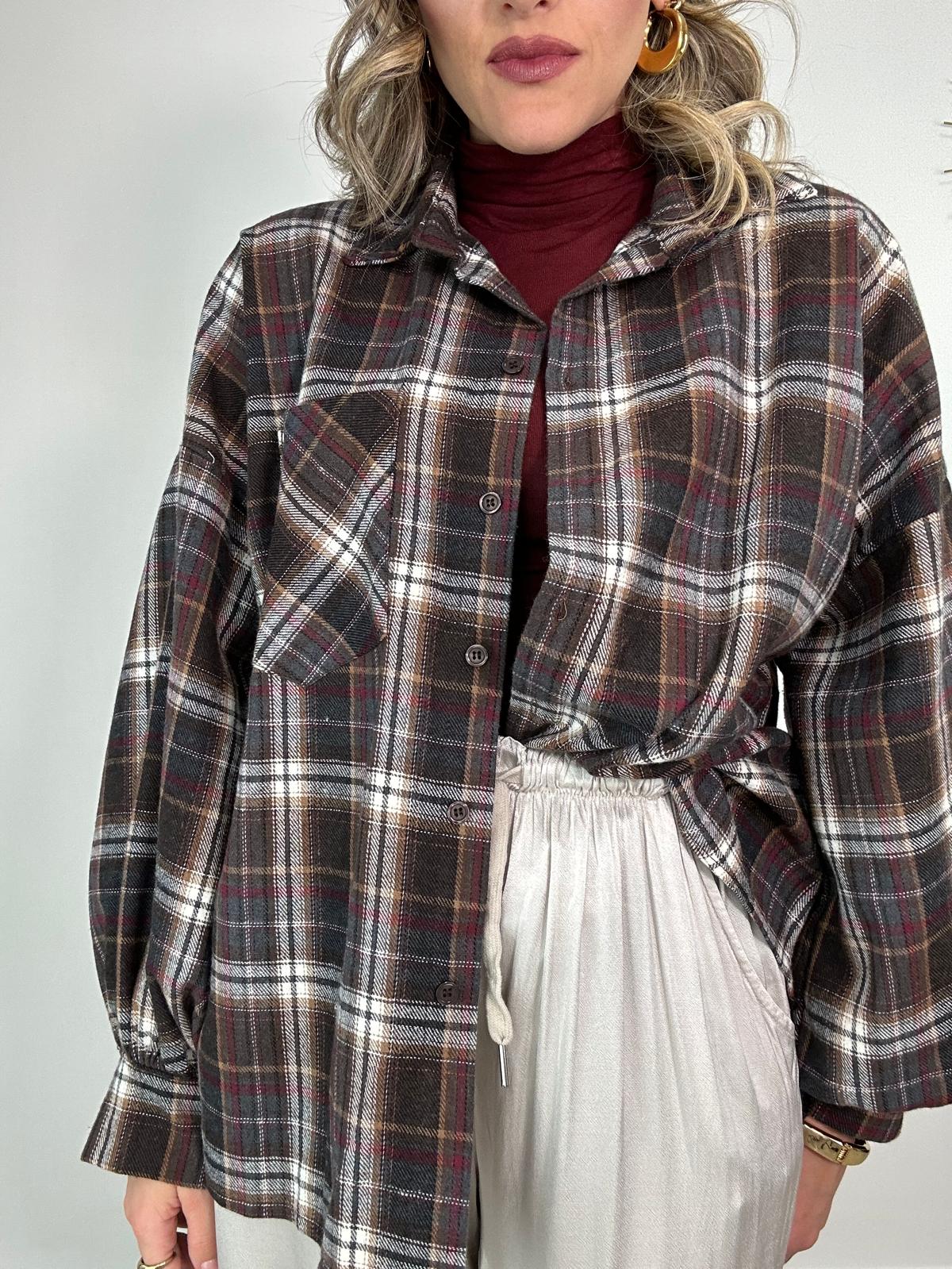 Camicia 24616 - Marrone e Bordeaux