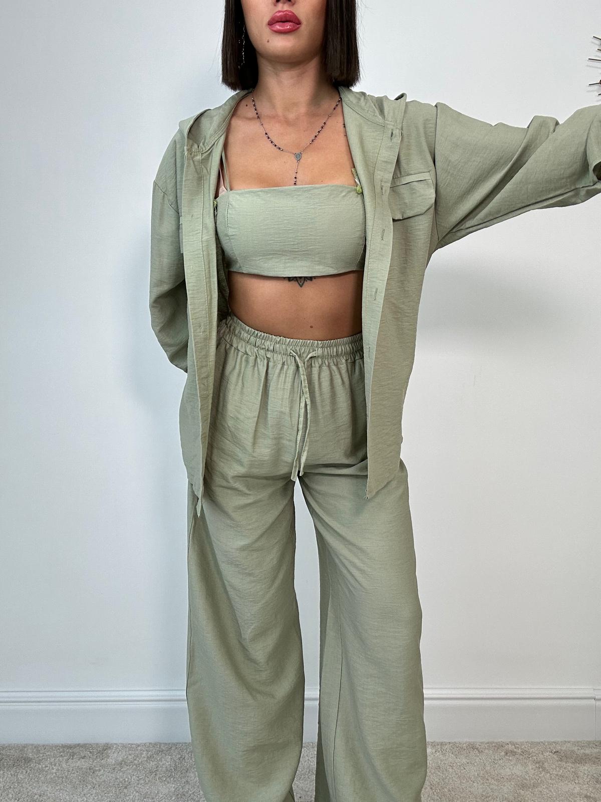 Coordinato Palma (Camicia + Top + Pantalone) Verde