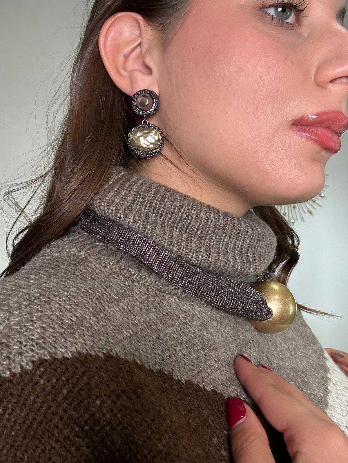 Orecchini pendenti pietra oro