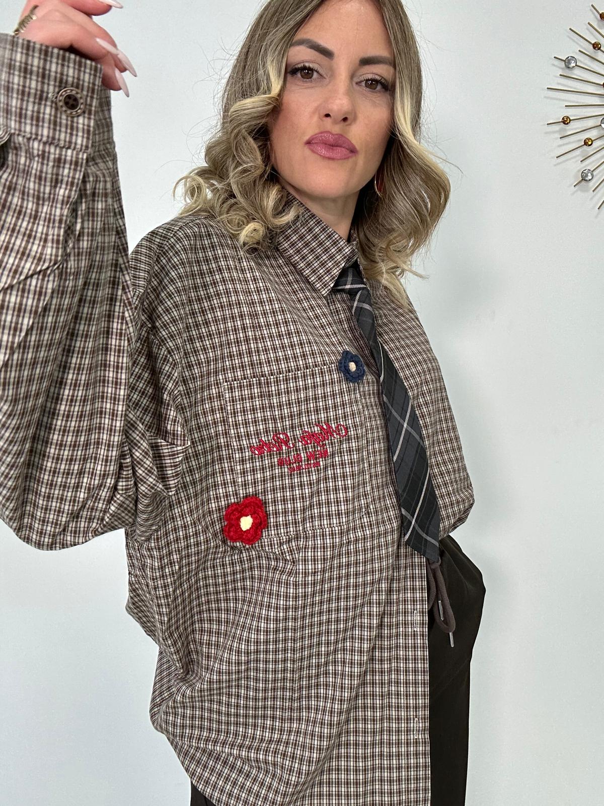 Camicia con cravatta MC930 - Marrone e Blu