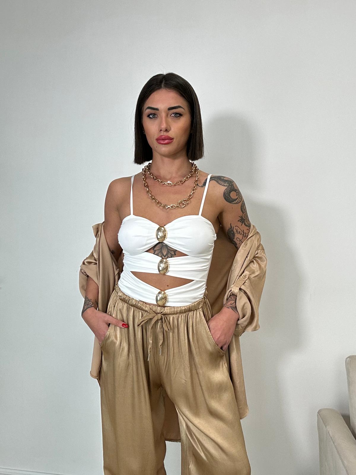 Body Cut Out Ganci Oro - Bianco