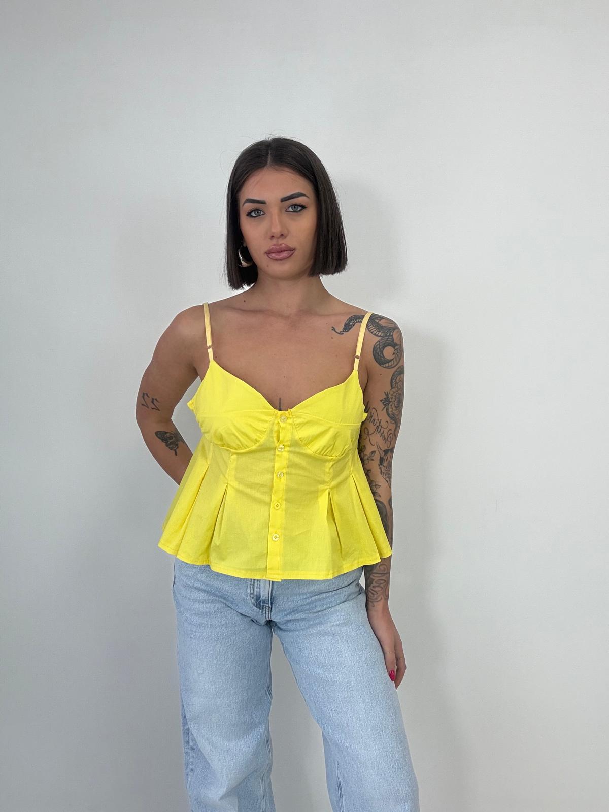 Top con bottoni - Giallo