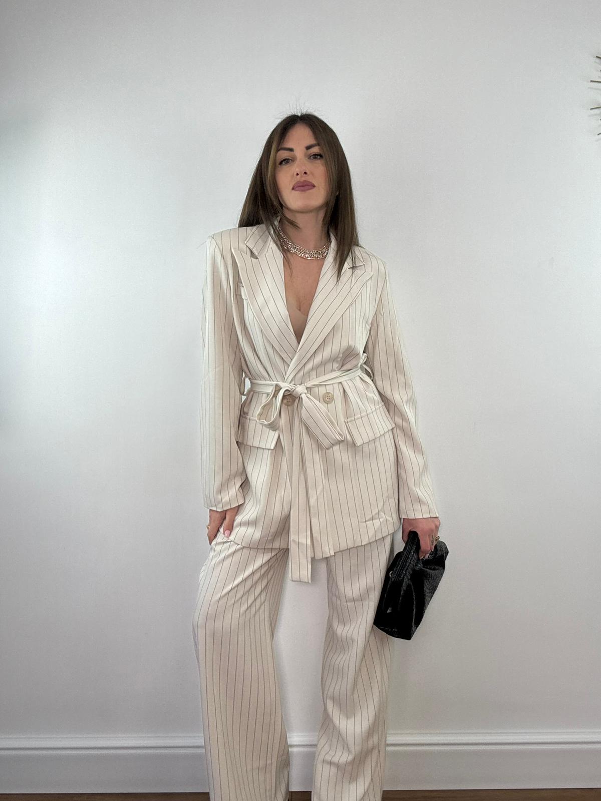 Tailleur Gessato 63775 (Blazer + Pantalone) Beige