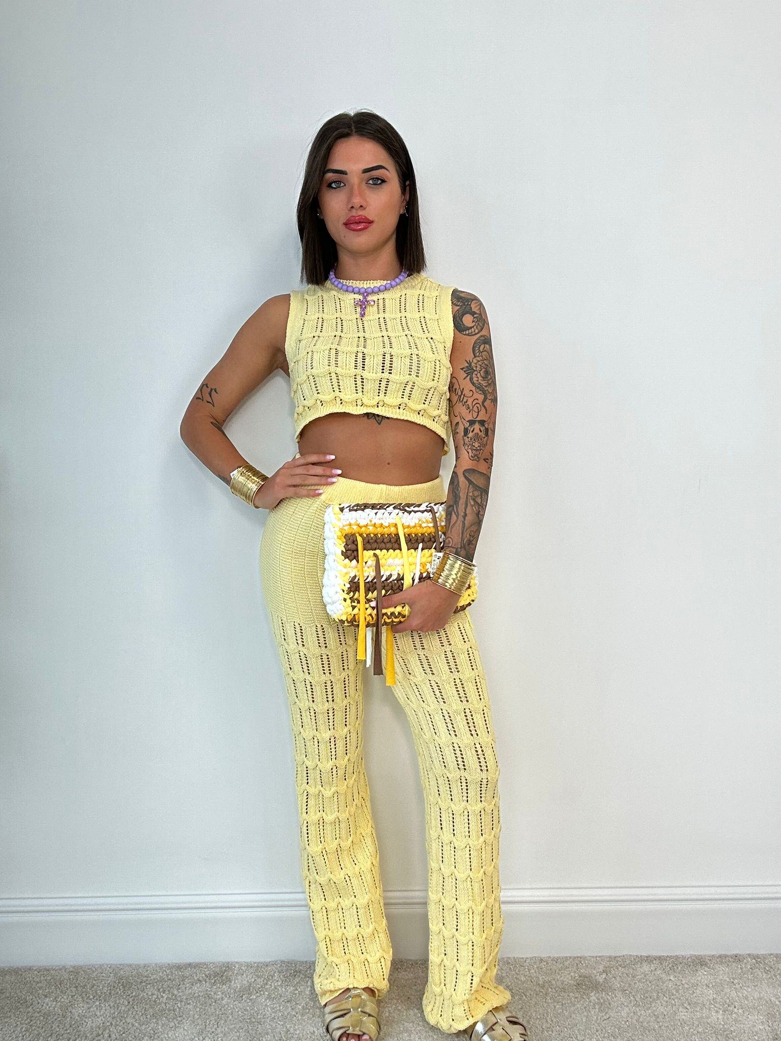 Coordinato "My Summer" (Top + Pantalone) Giallo