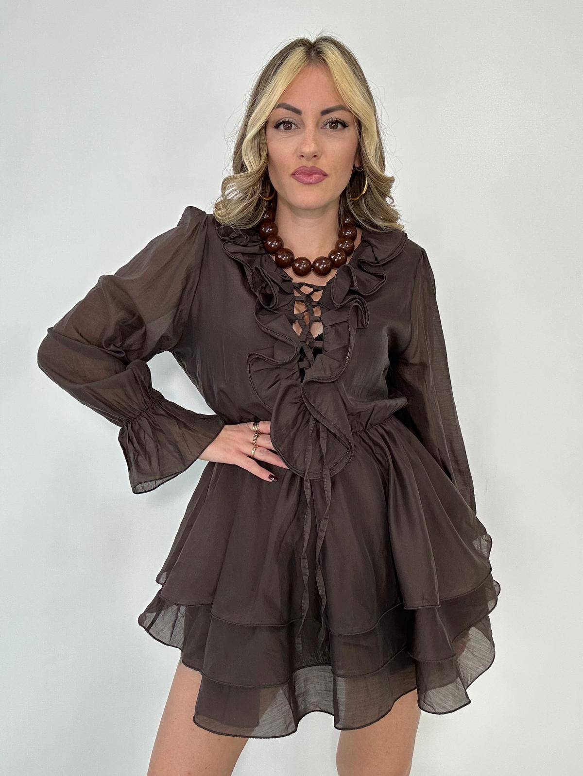 Coordinato M1602 (Blusa + Pantaloncino) Marrone