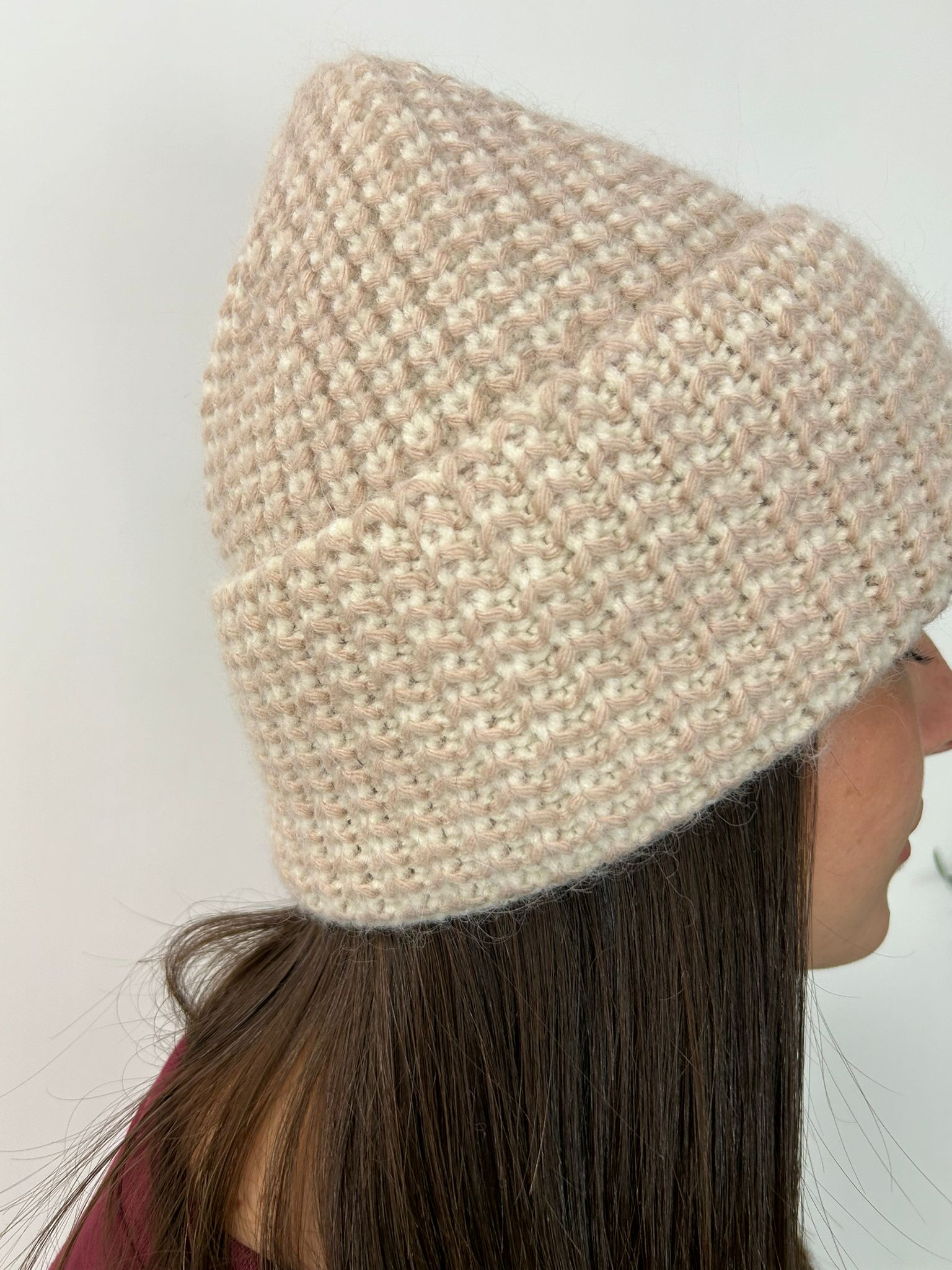 Bonnet en laine tressée - Beige
