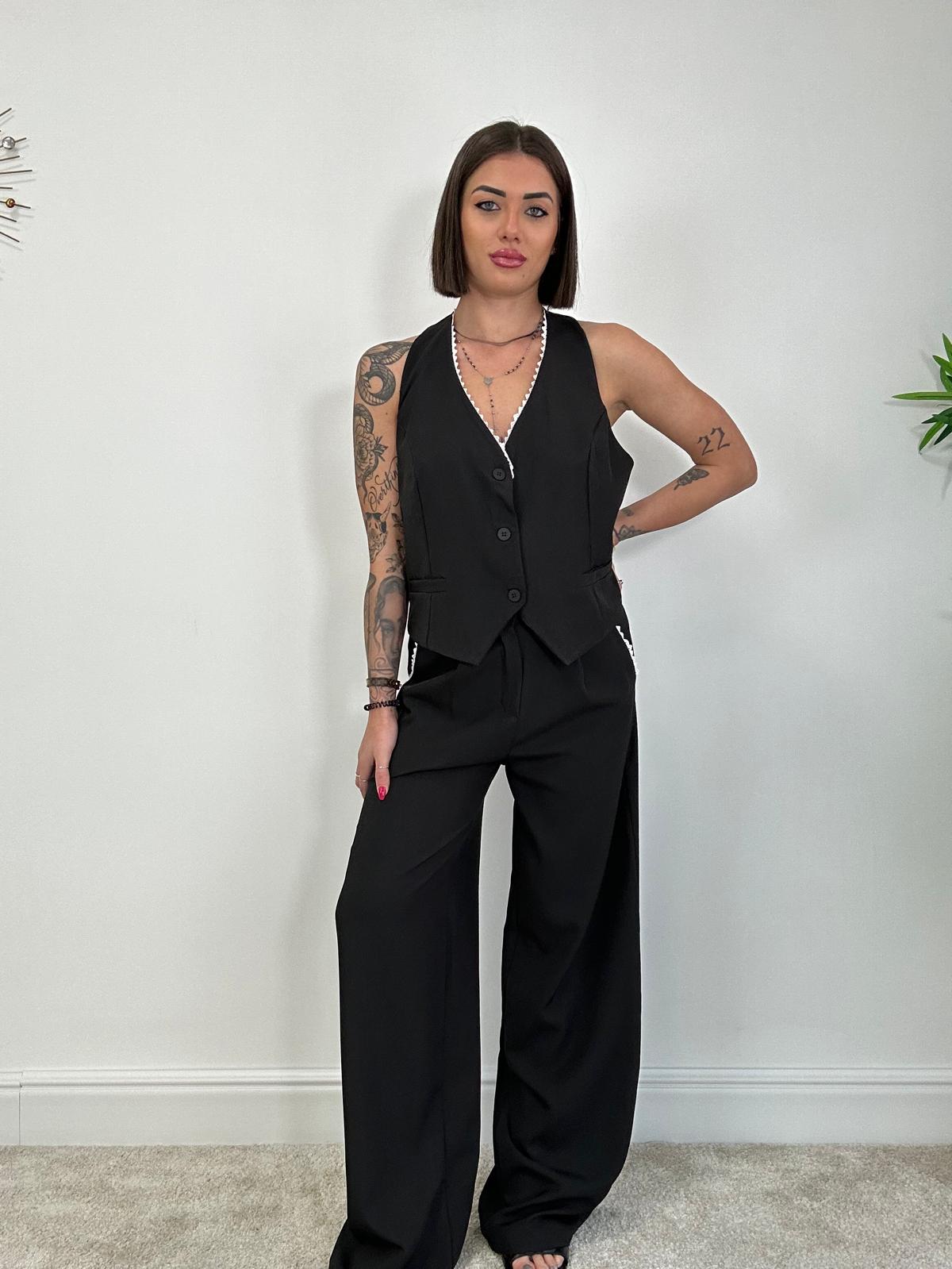 Tailleur Havana (Blazer Crop + Gilet + Pantalone) Nero
