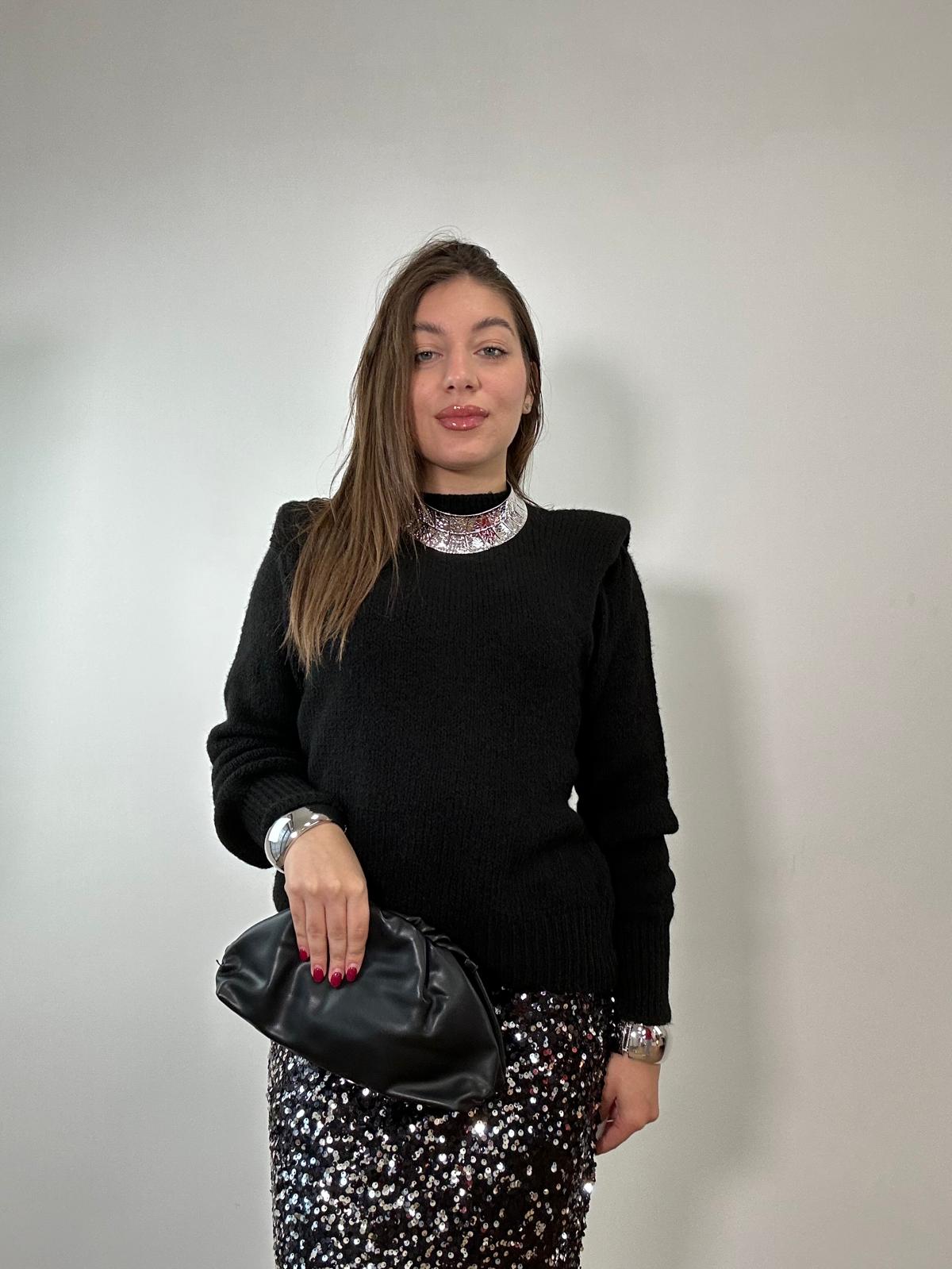 Maglione con spalline 3101 - Nero