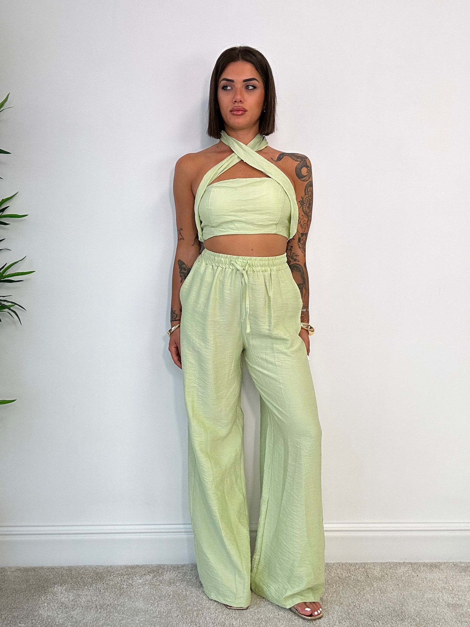 Coordinato Tenerife (Top + Pantalone) Verde Chiaro