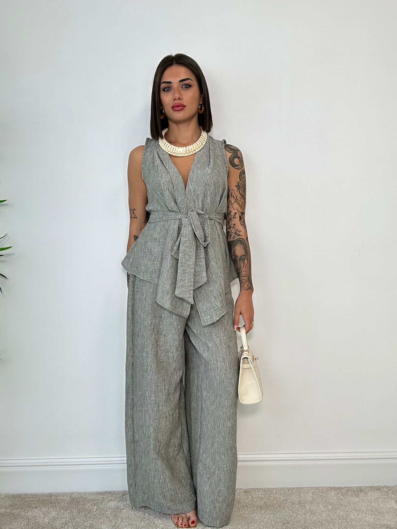 Coordinato Rio (Giacca smanicata + Pantalone) Verde