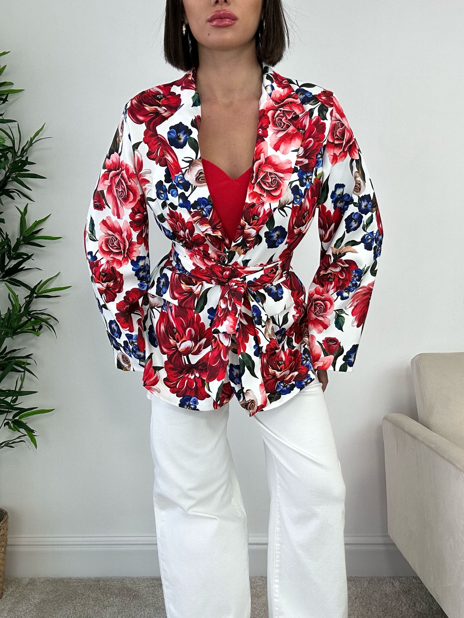 Blazer Floreale - Bianco e Rosso