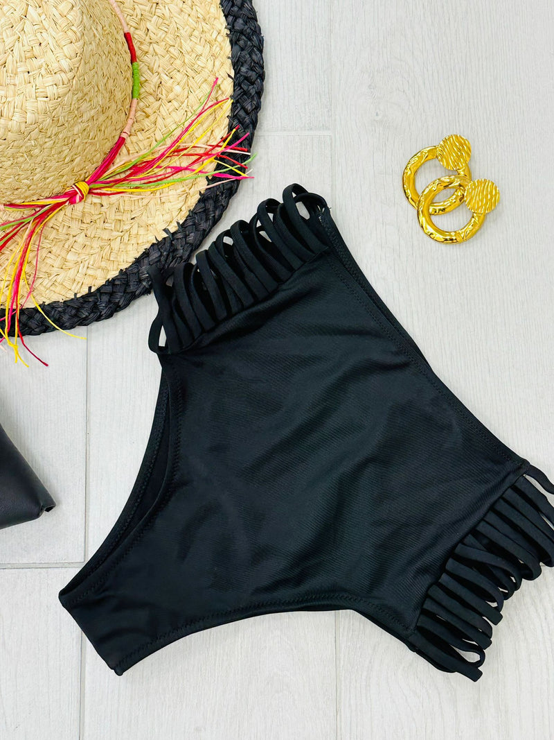 Badeanzug mit hoher Taille – Schwarz
