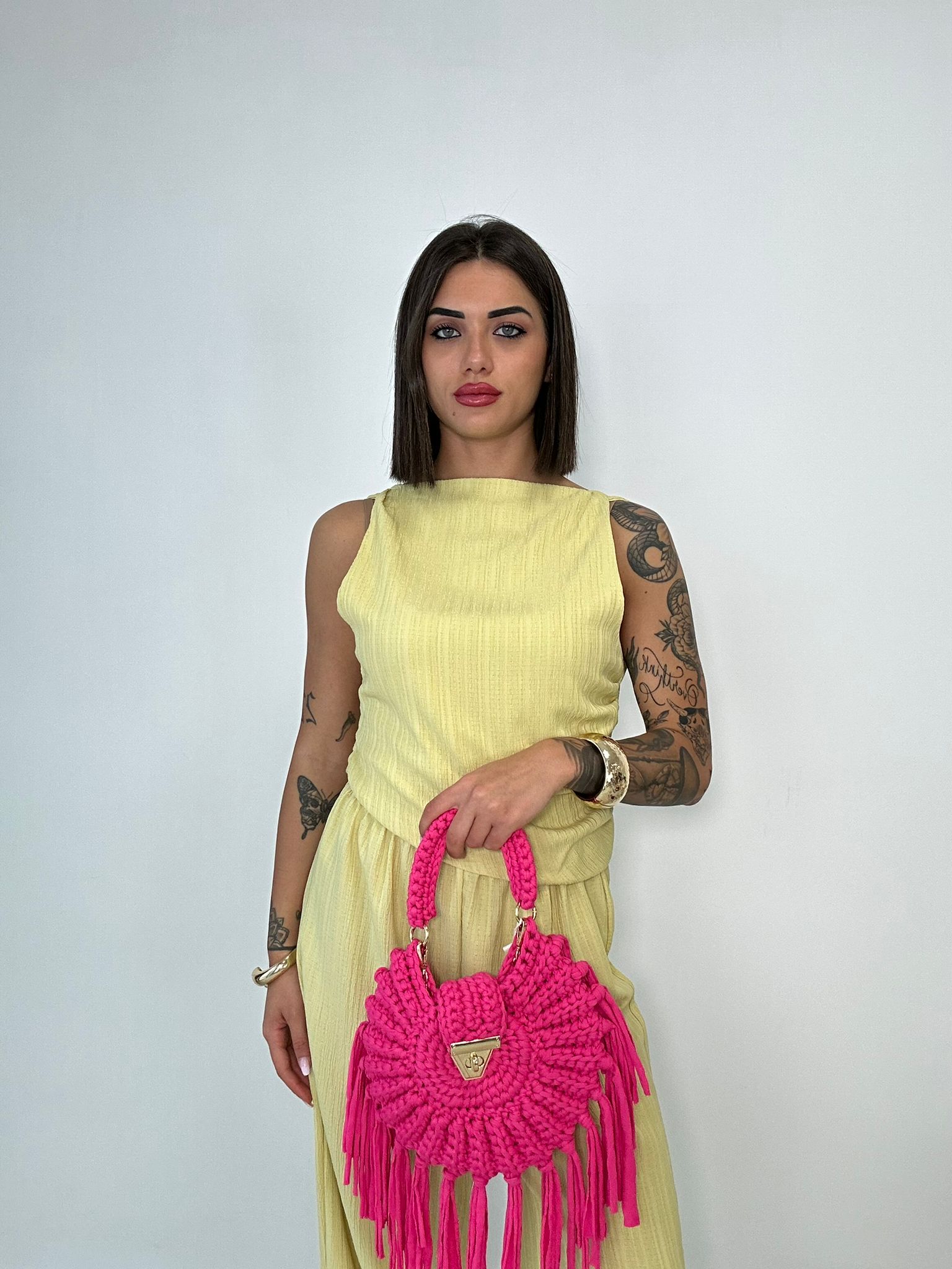 Coordinato Simona (Top + Pantalone) Giallo Ocra