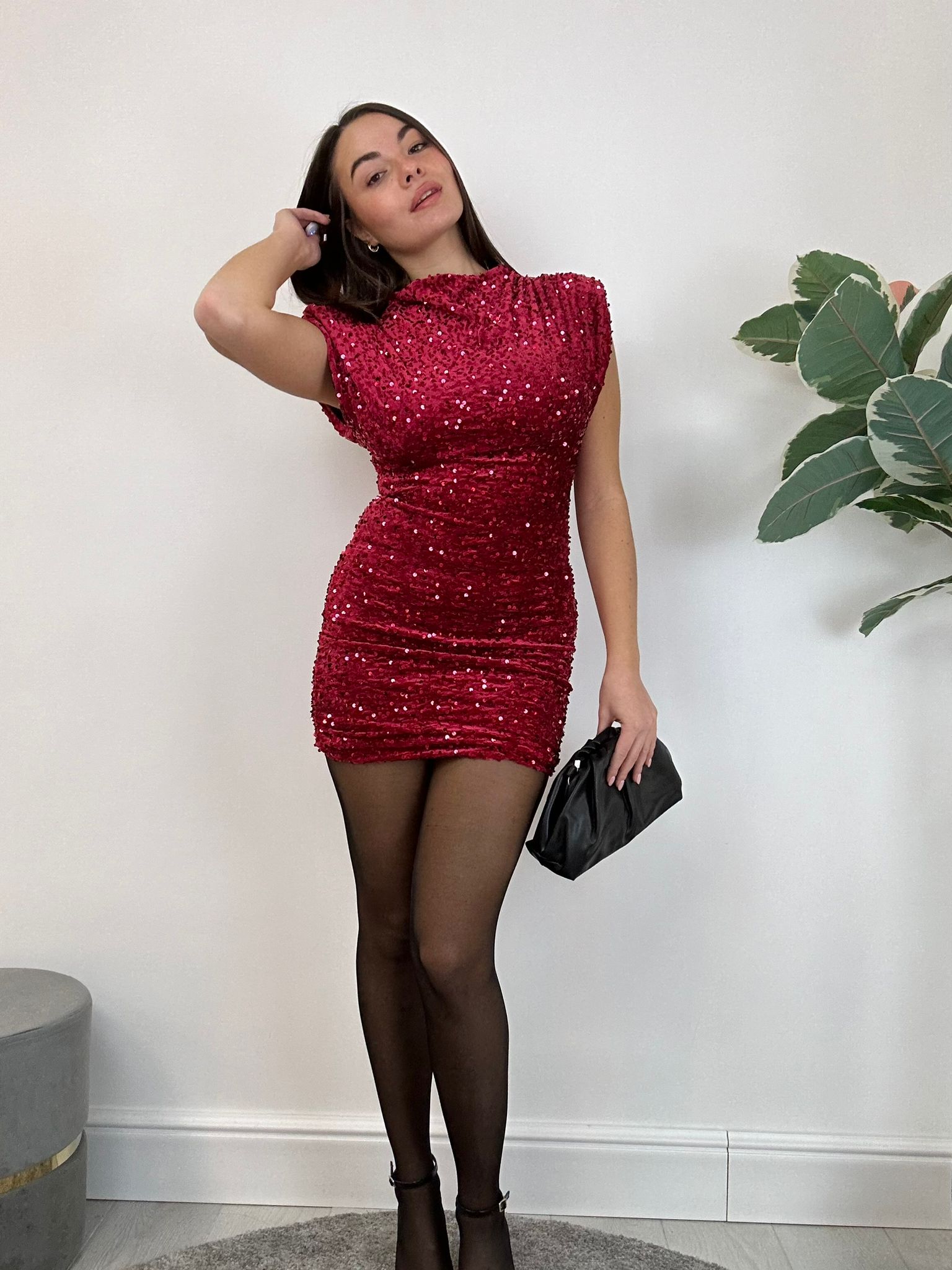 Robe à Paillettes - Rouge Foncé