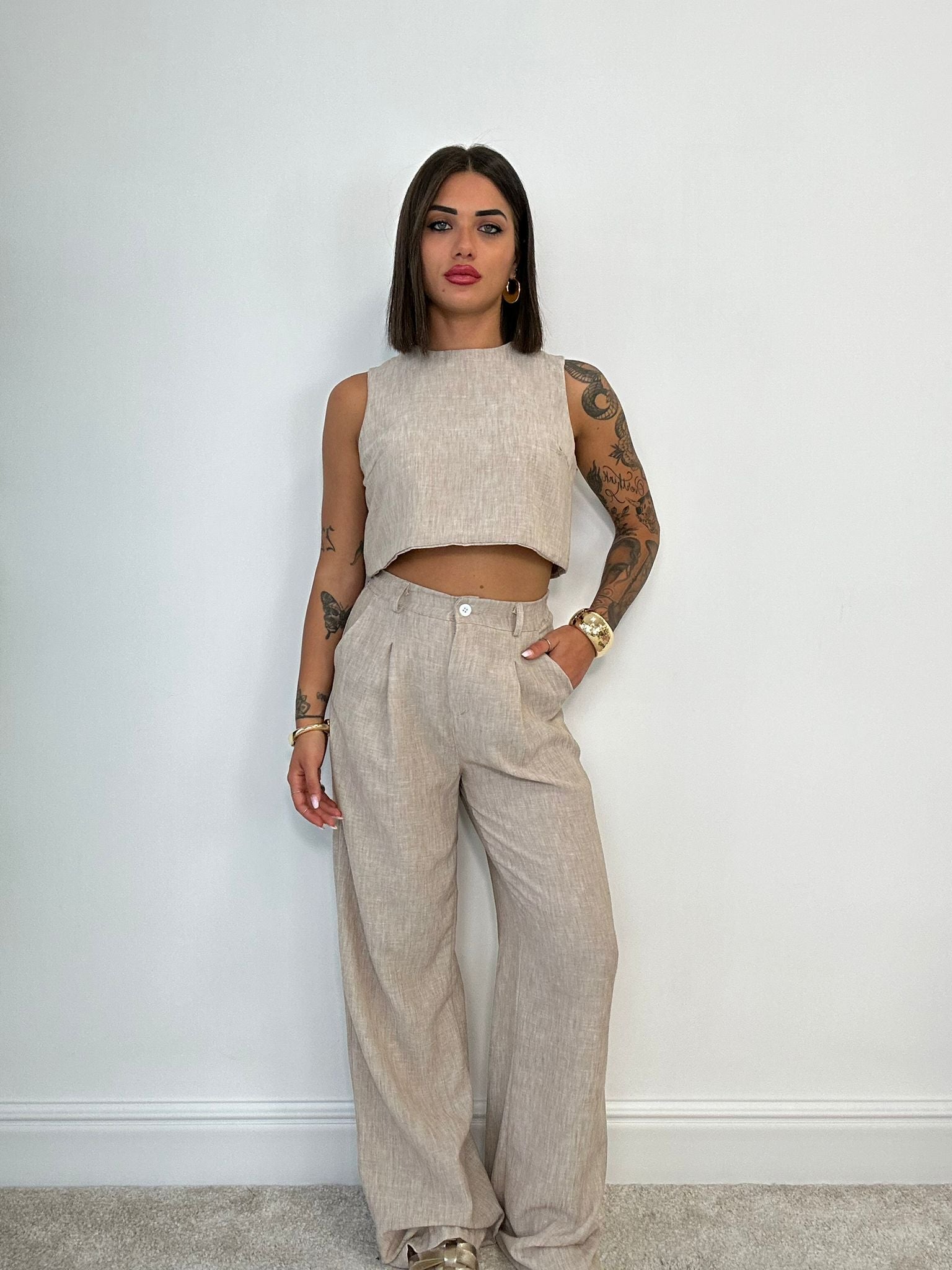 Coordinato Madrid (Top + Pantalone) Beige