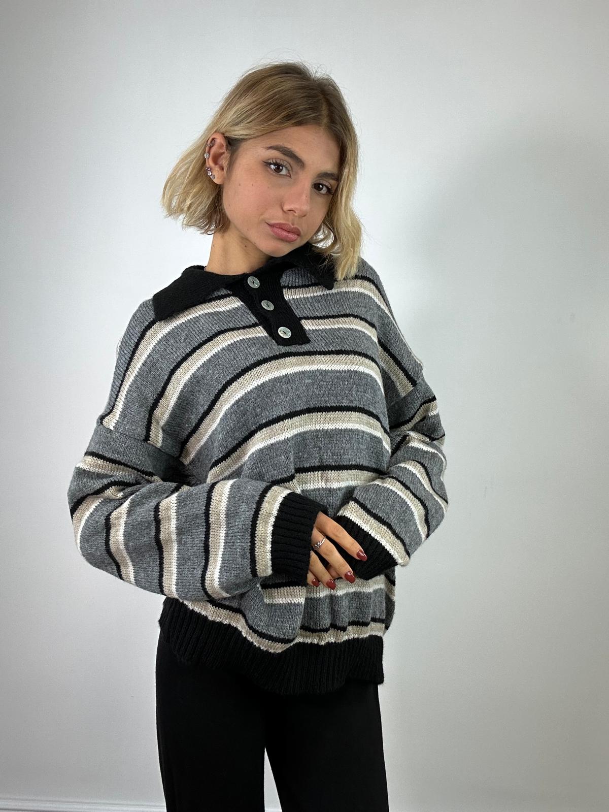 Maglione 33829 - Grigio e Nero