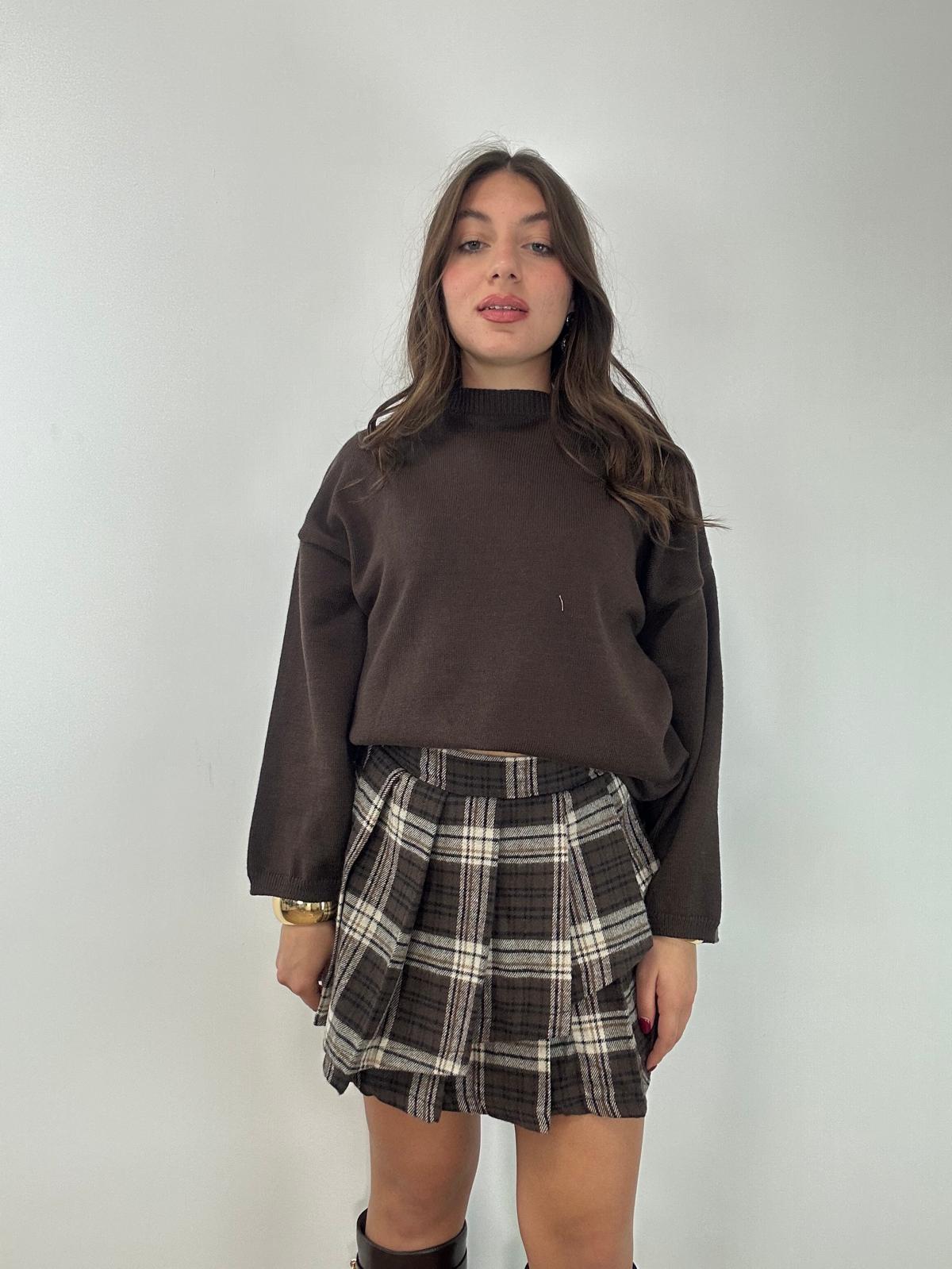 Gonna a quadri 25755 - Marrone e Beige