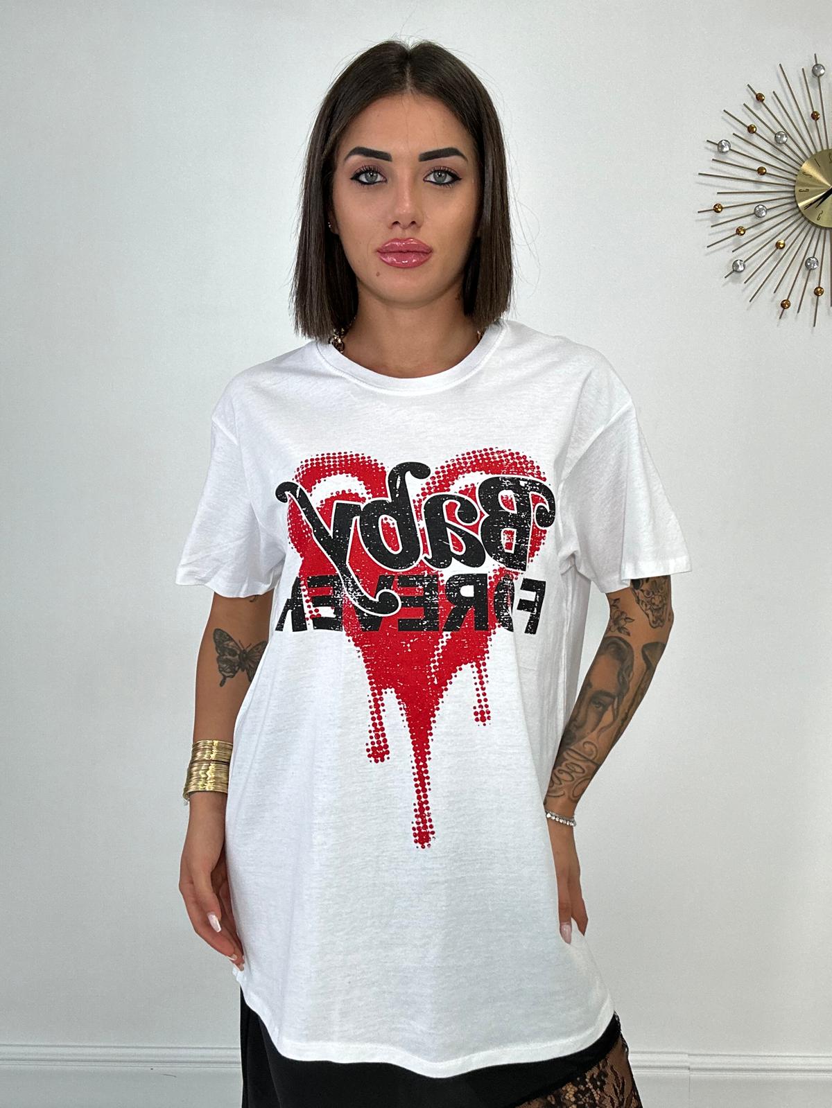 Maxi T-shirt Baby Forever - Bianco