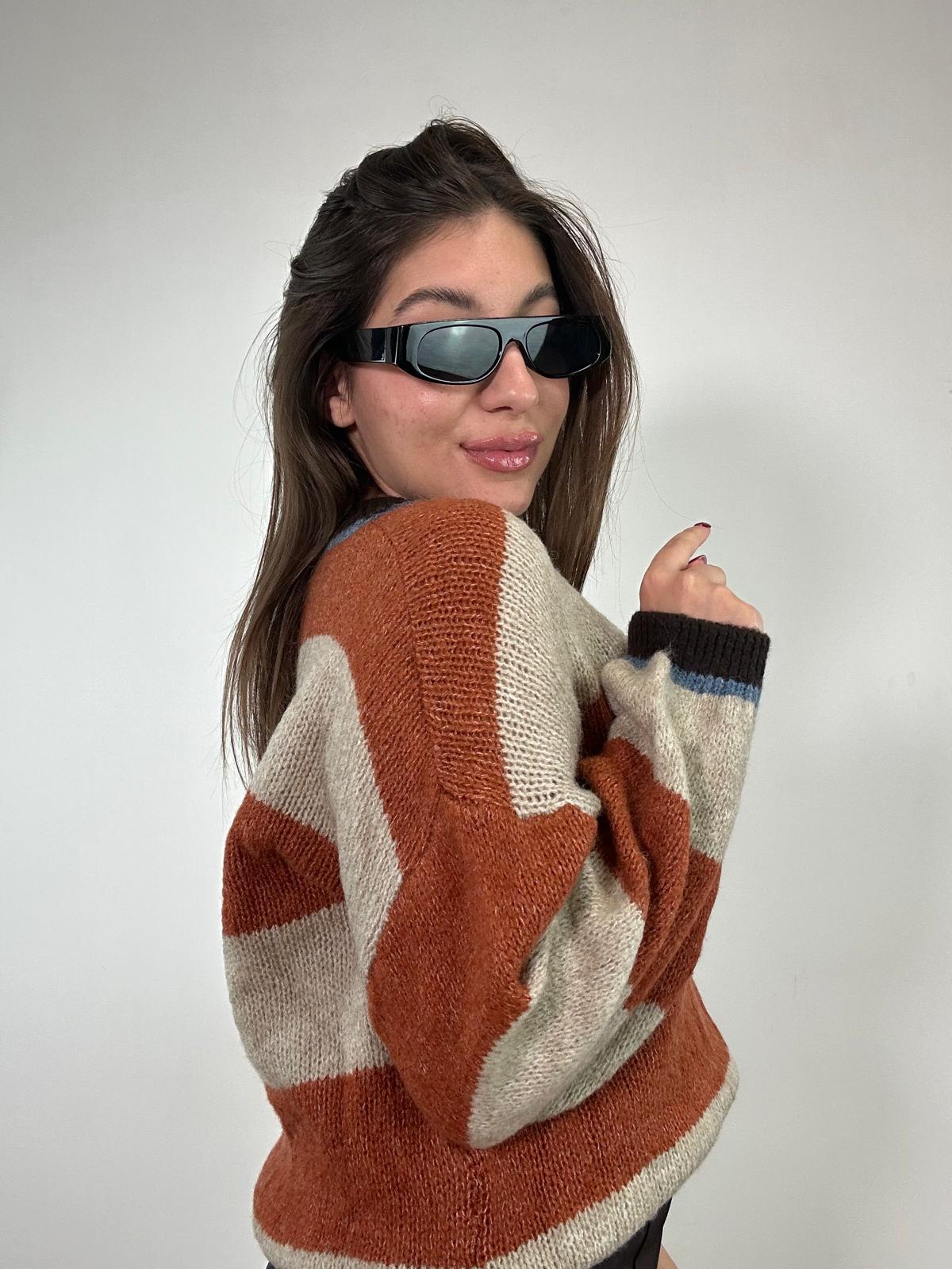 Maglione A3110 - Beige e Arancio