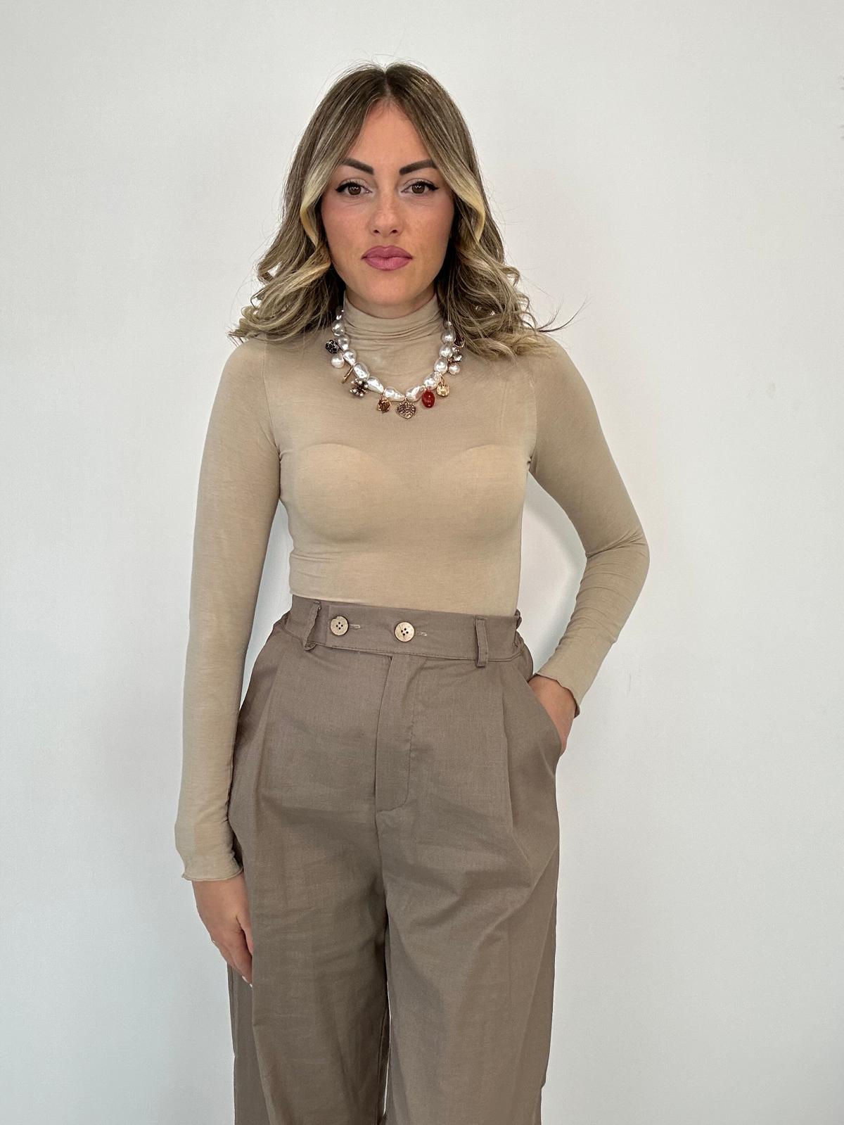 Pantalone in Lino 5845 - Fango