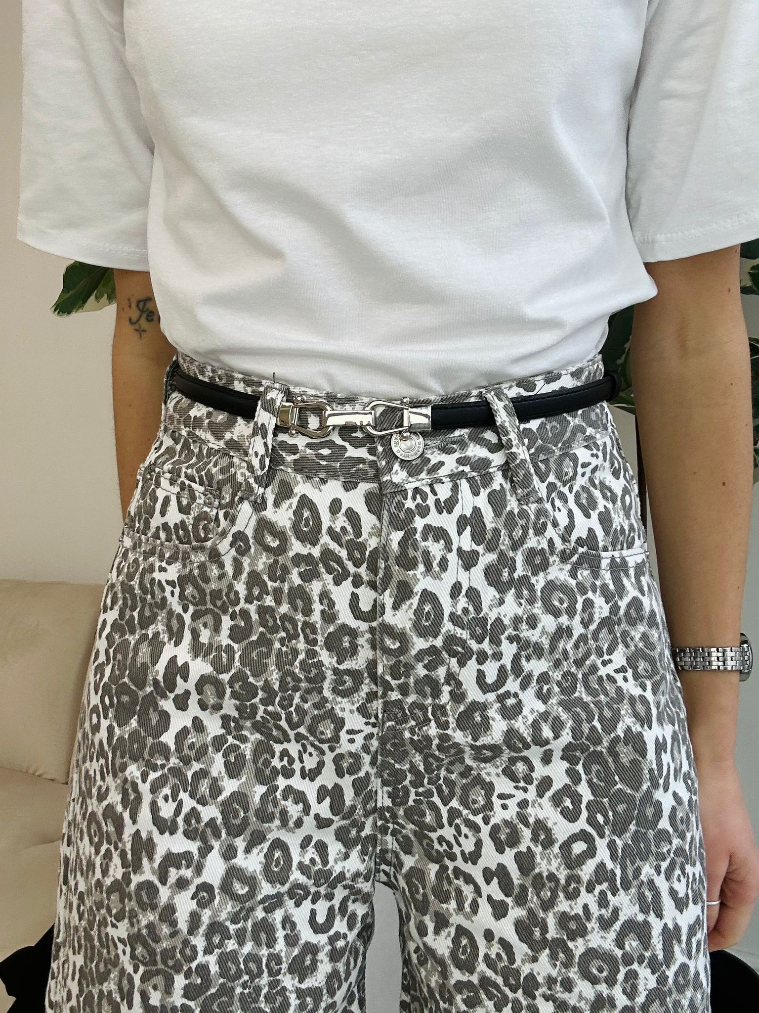 Ceinture avec crochet argenté - Noir