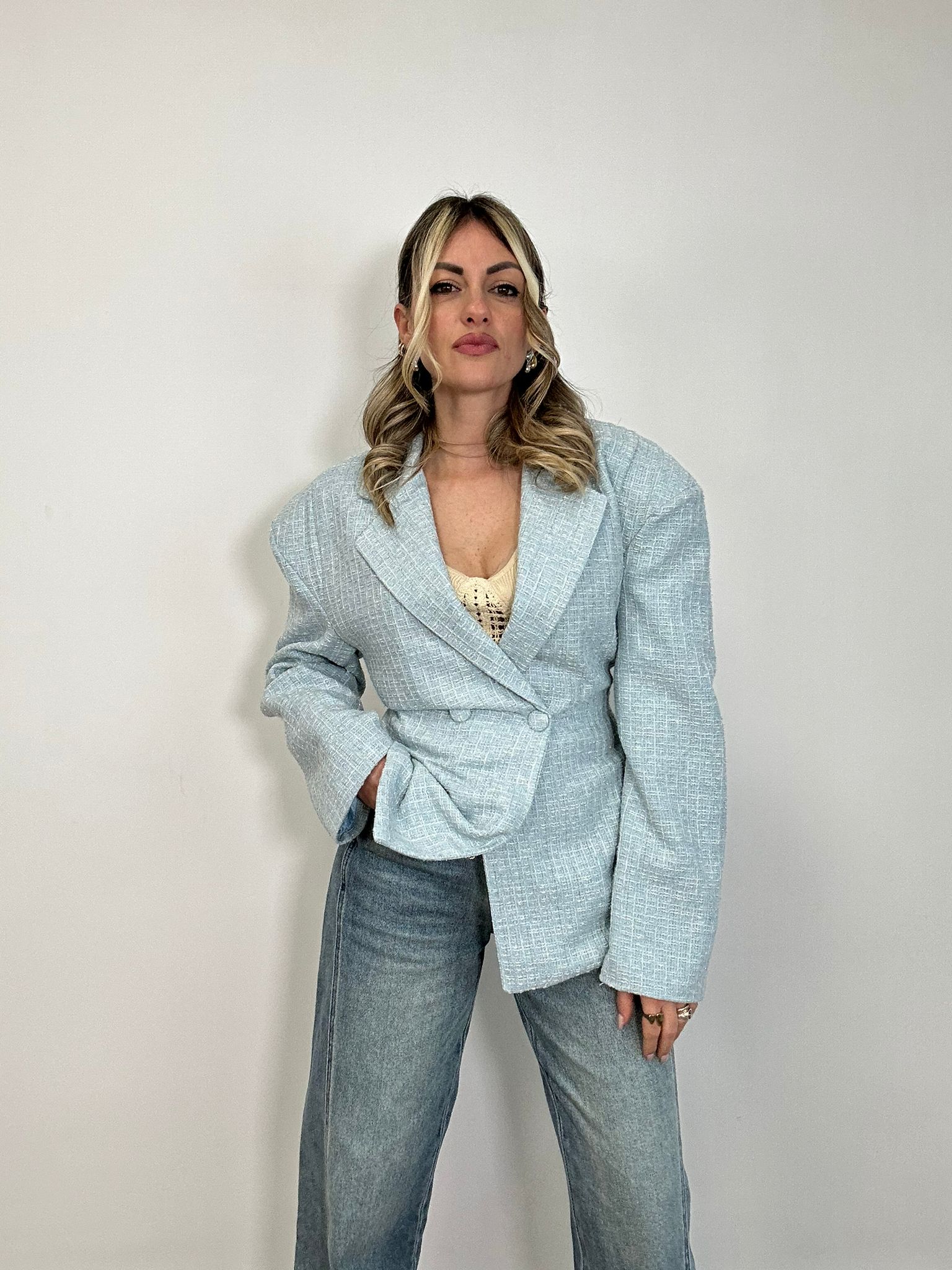 Giacca Tweed 26056 - Celeste