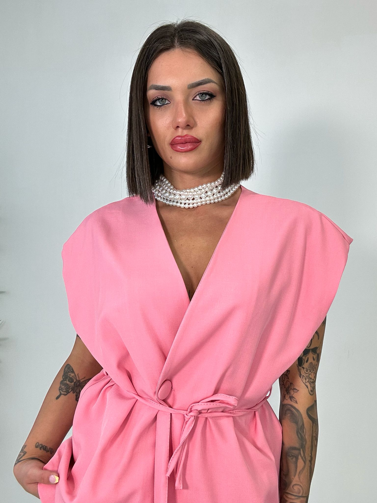 Coordinato Malaga (Giacca Smanicata+ Pantalone) Rosa Scuro
