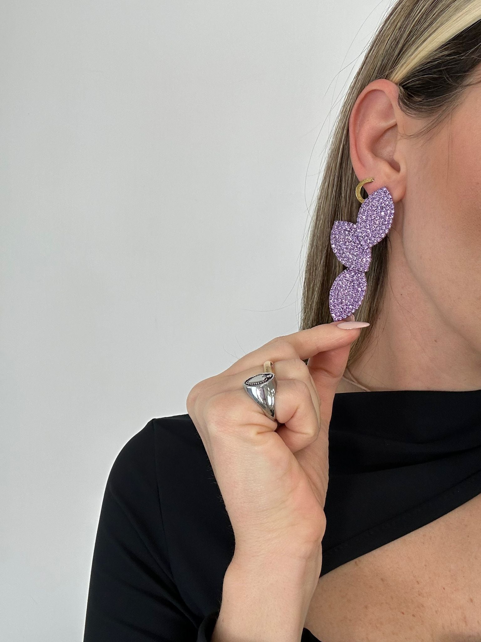 Orecchini mezza foglia - Lilla