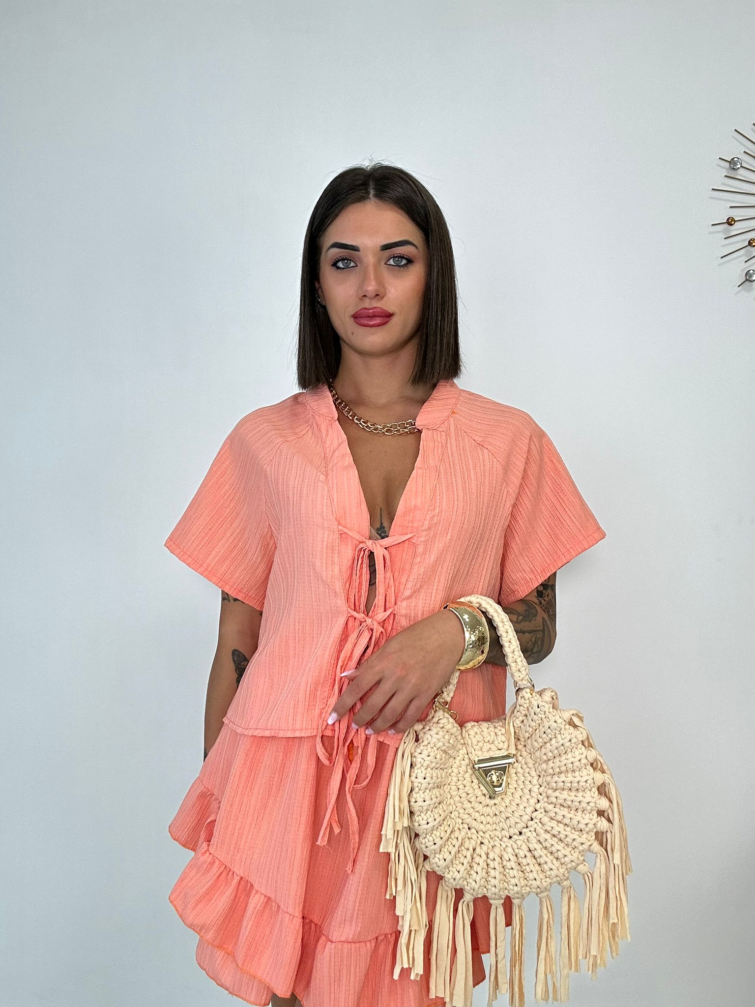 Coordinato Marta (Camicetta + Pantaloncino) Pesca