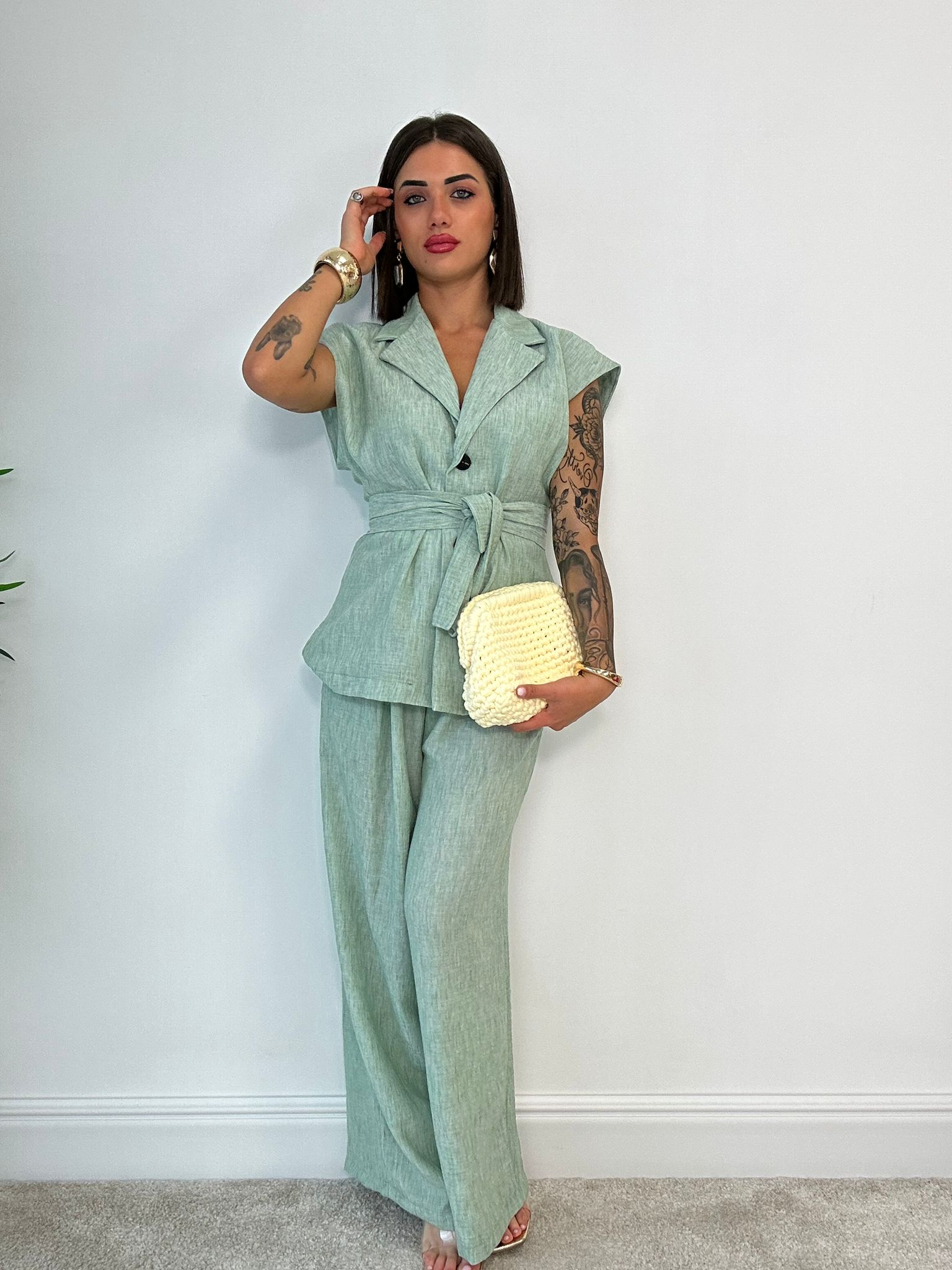 Coordinato Nizza (Blazer Smanicata + Pantalone) Verde