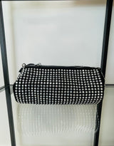 Pochette ad astuccio nera con strass argento - BR202