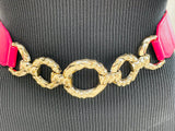Cintura con elastico e catena dorata - Magenta