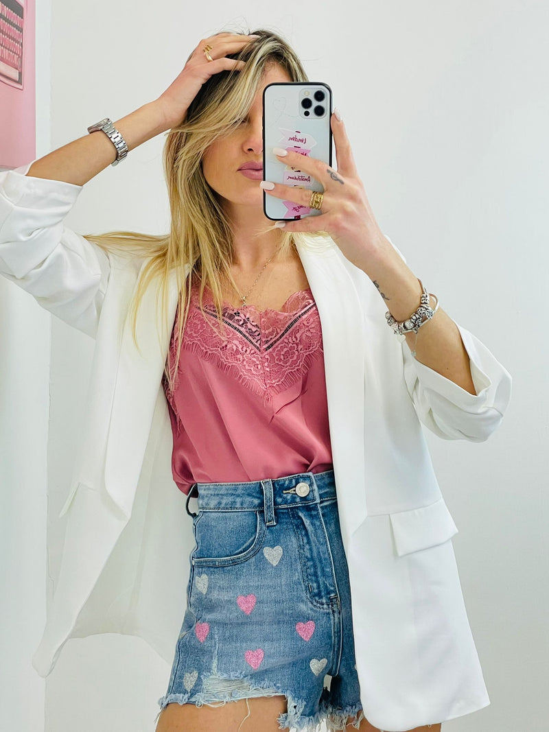 Jeansshorts mit bunten Herzen – FR2892