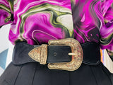 Cintura con elastico in vita  fibbia decorata - Dorata