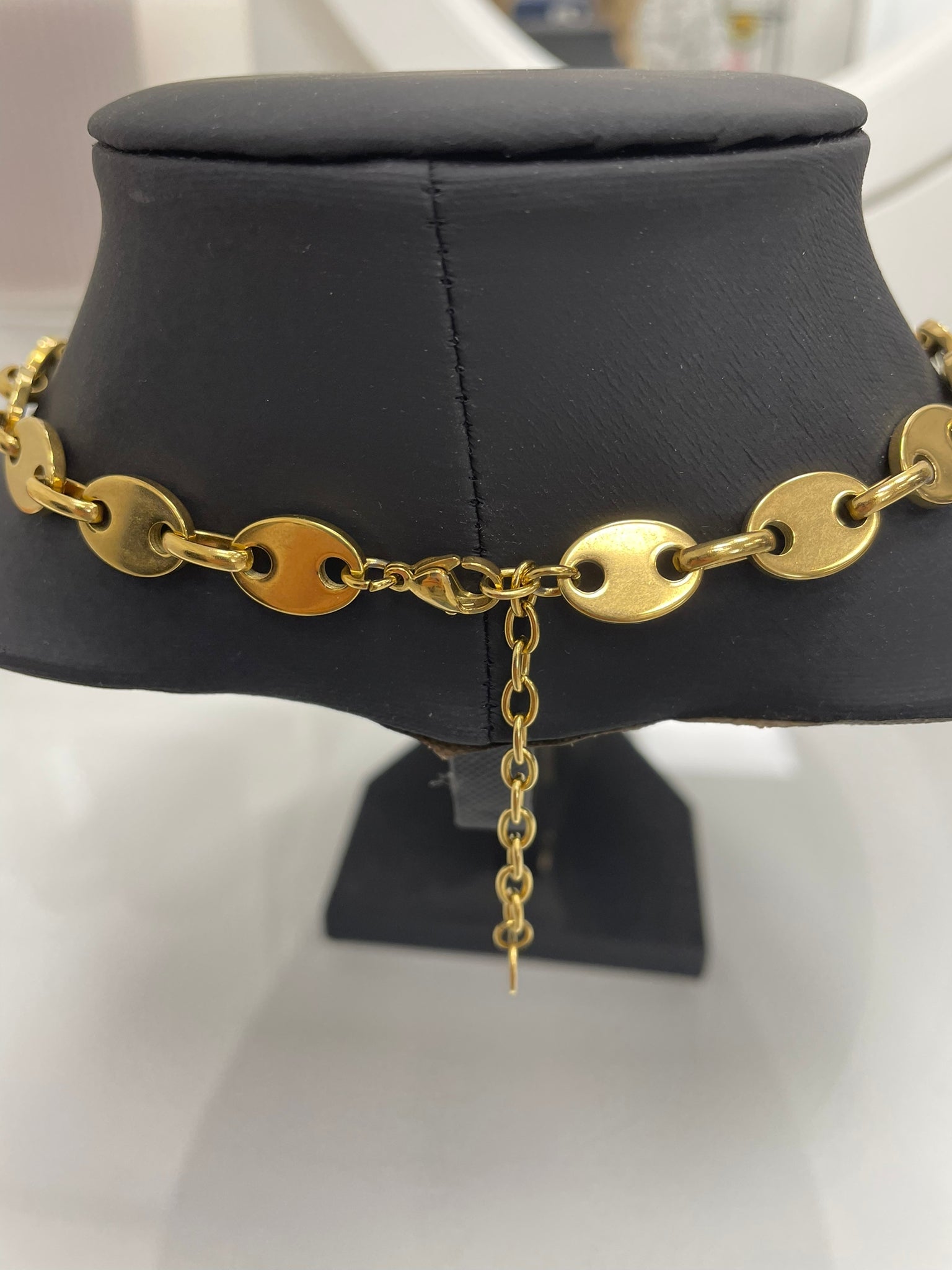 Collier chaîne à paillettes argentées - Or