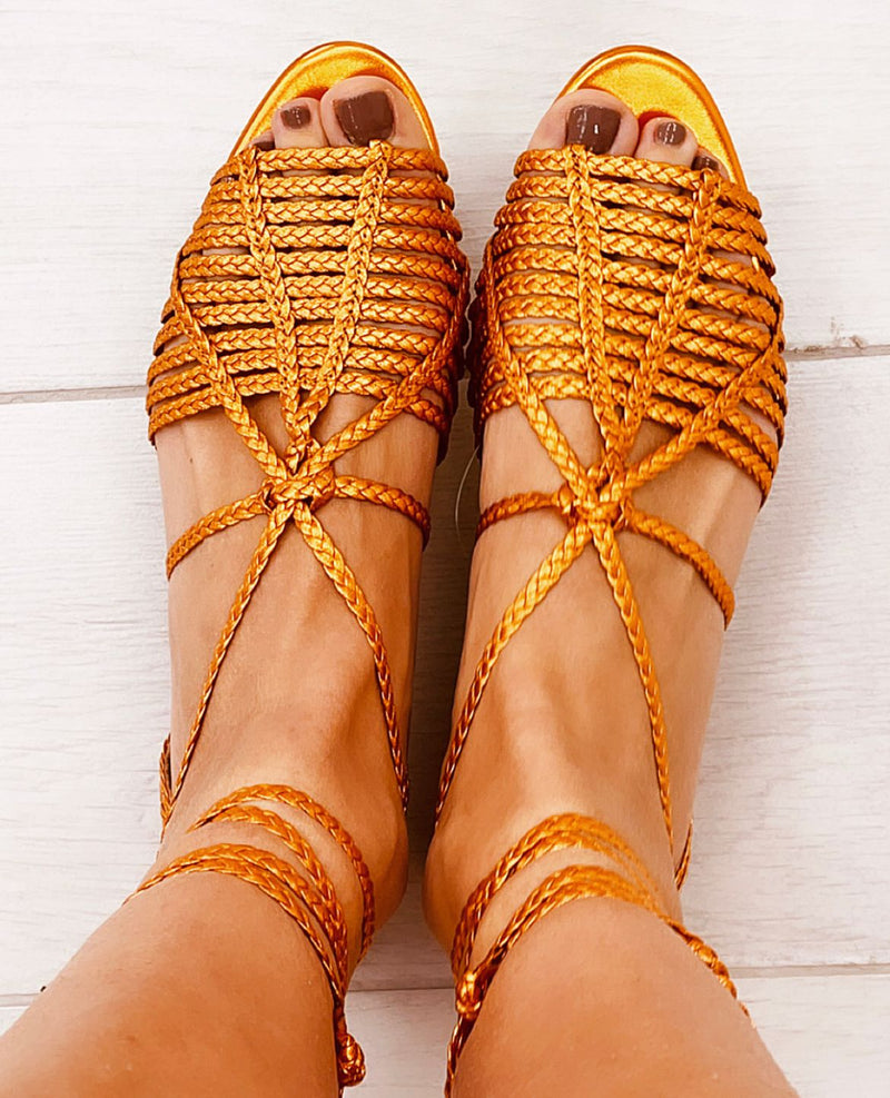 Sandale mit niedrigem Absatz – Orange – FR139