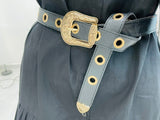 Cintura con fori e fibbia decorata Dorata - Nero