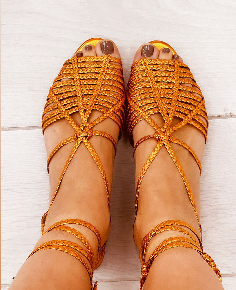Sandalo tacco basso - Arancio - FR139